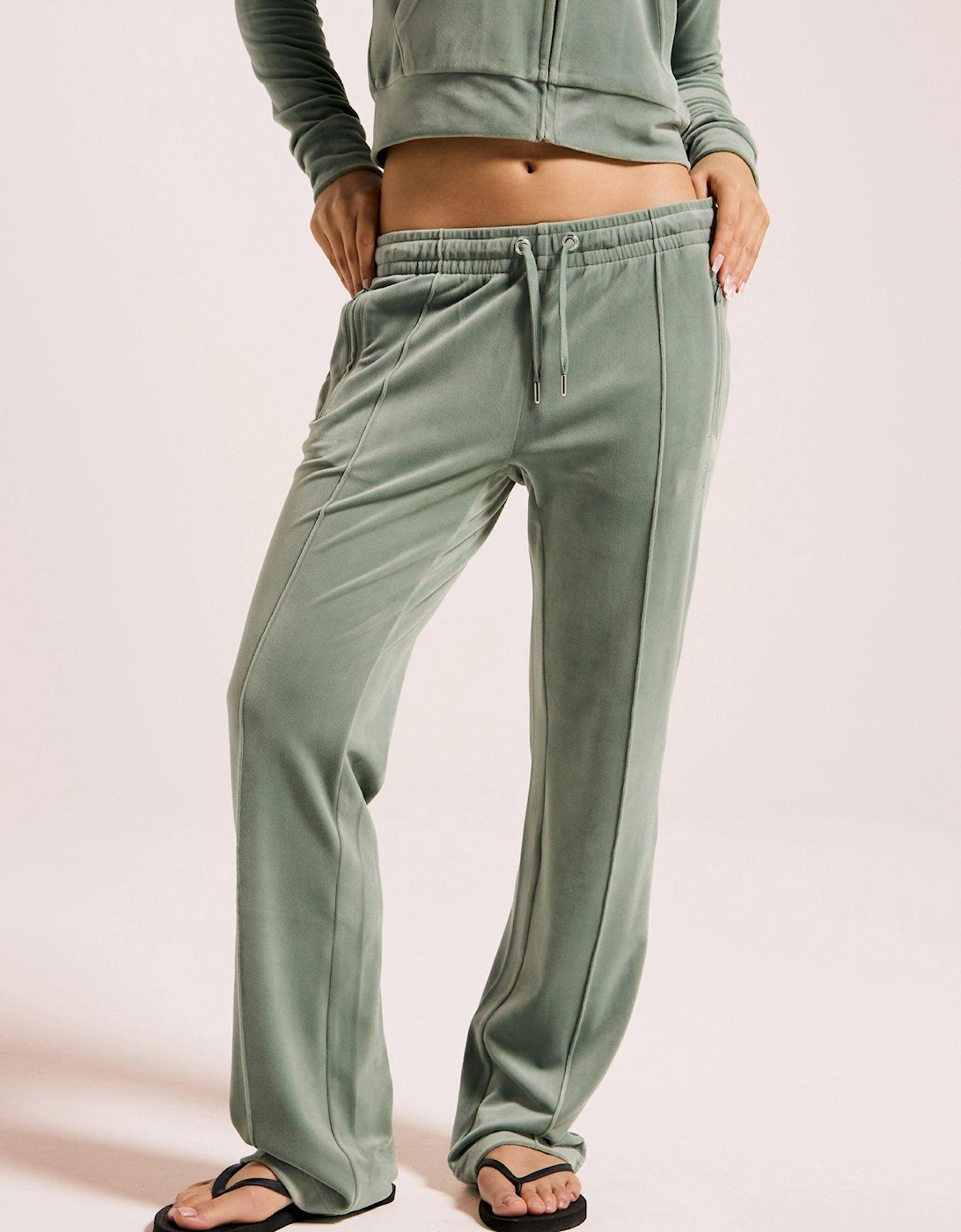Velour Track Pant With Diamante Branding - Green, 2 of 1
