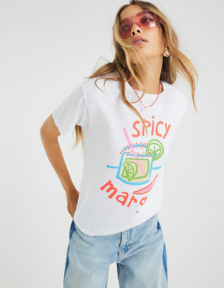 Short Sleeve Spicy Marg Sketchy T-Shirt - White