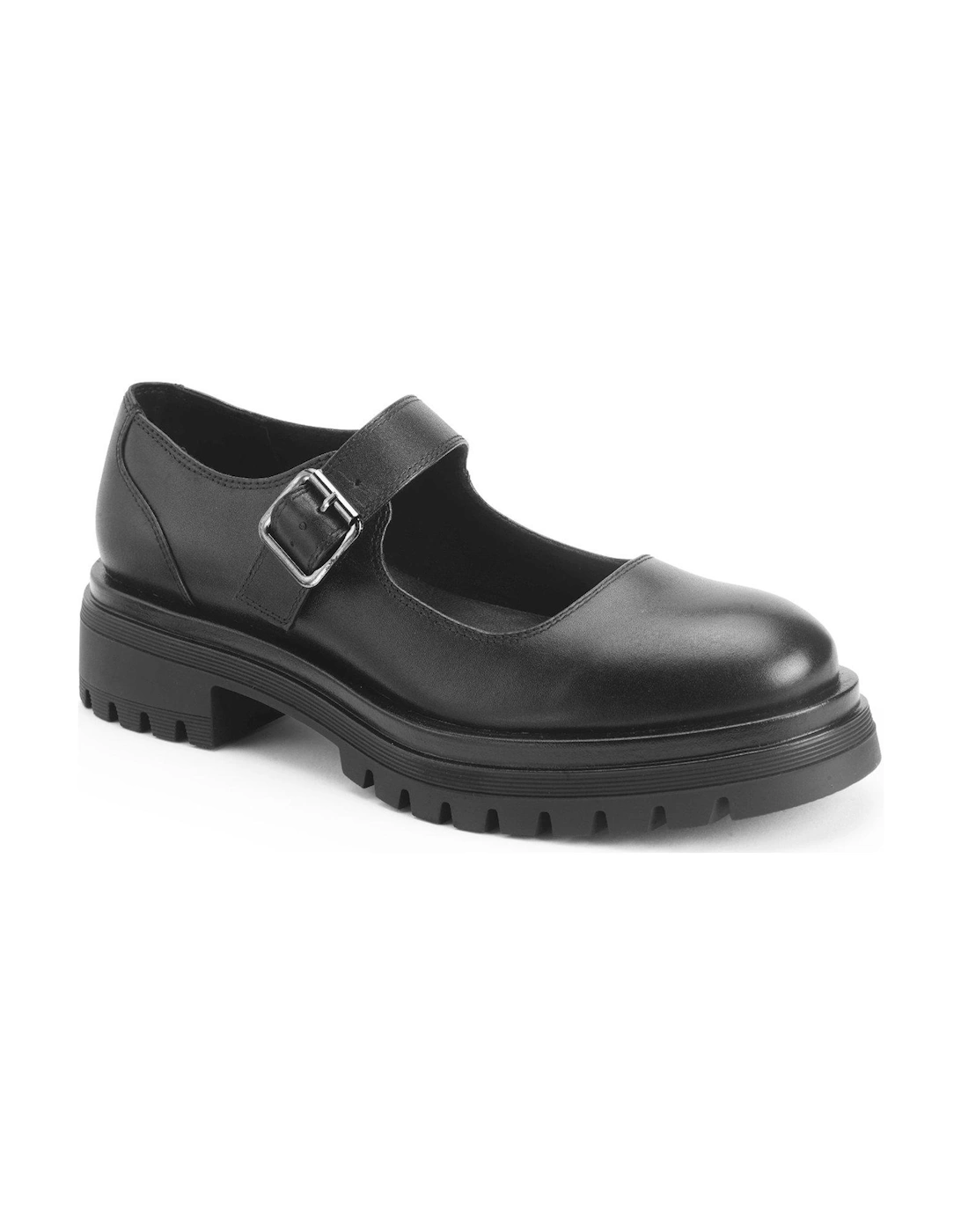 Berlin Angry Angels Girls Black Leather Chunky Buckle Mary Jane School Shoes, 2 of 1