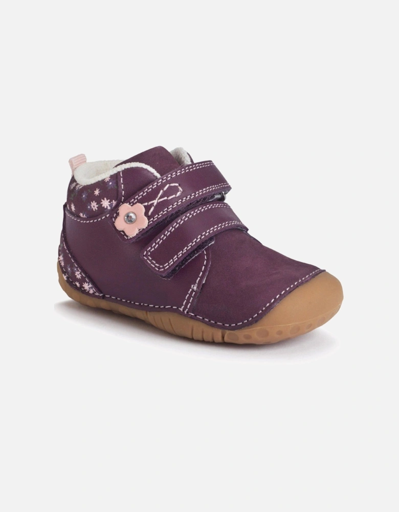 Pip Burgundy Leather/Nubuck Girls Pre-Walking Booties