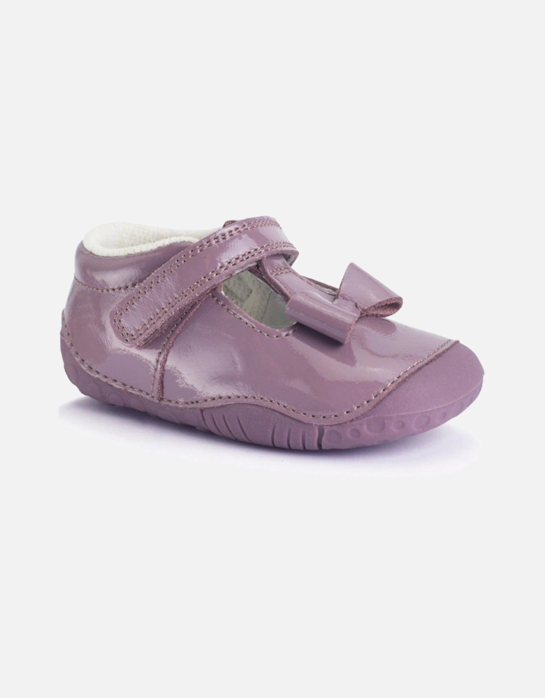 Wiggle Baby Girls Mauve Patent T Bar Rip Tape Pre-walkers