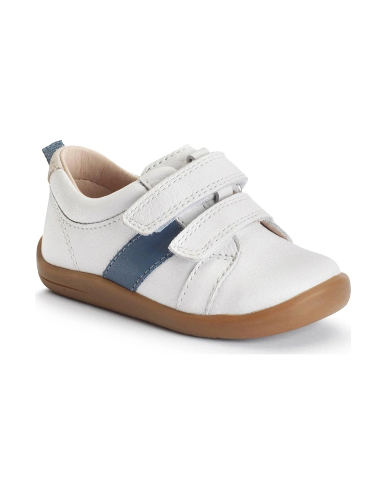 Styler Double Rip Tape White Leather Baby First Walking Shoes