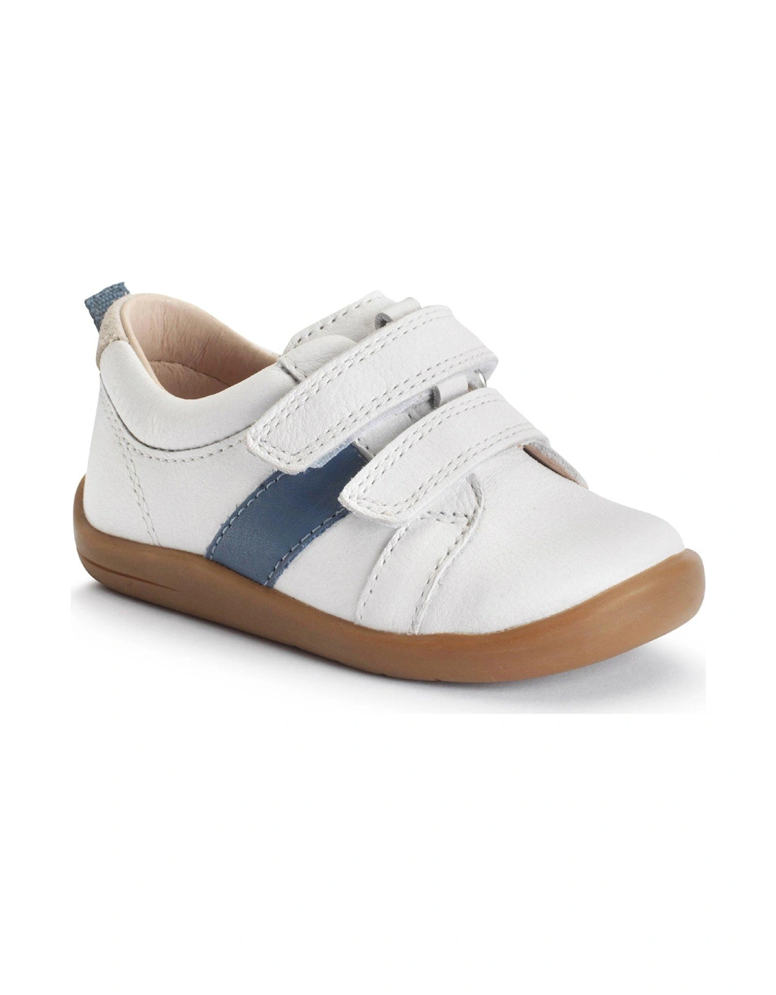 Styler Double Rip Tape White Leather Baby First Walking Shoes, 2 of 1