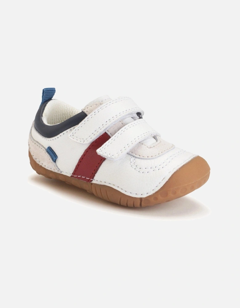 Zap White Leather/Suede Baby Boys Rip Tape Pre-walking Trainers