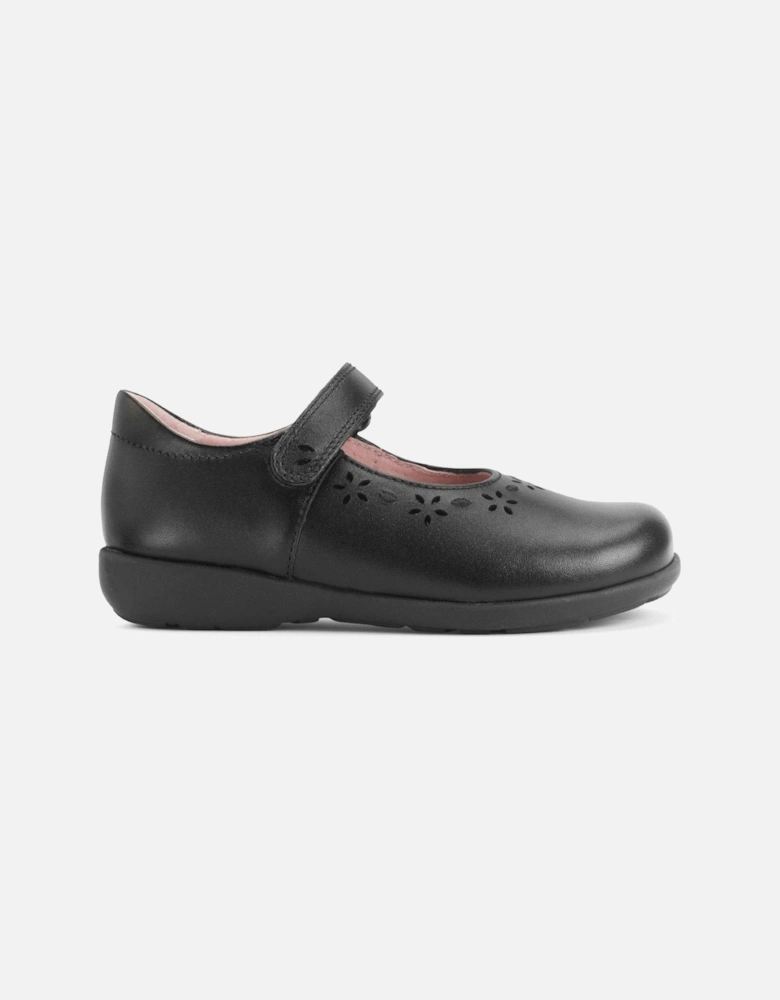 Emily Girls Rip Tape Mary Jane Black Leather First School Shoes
