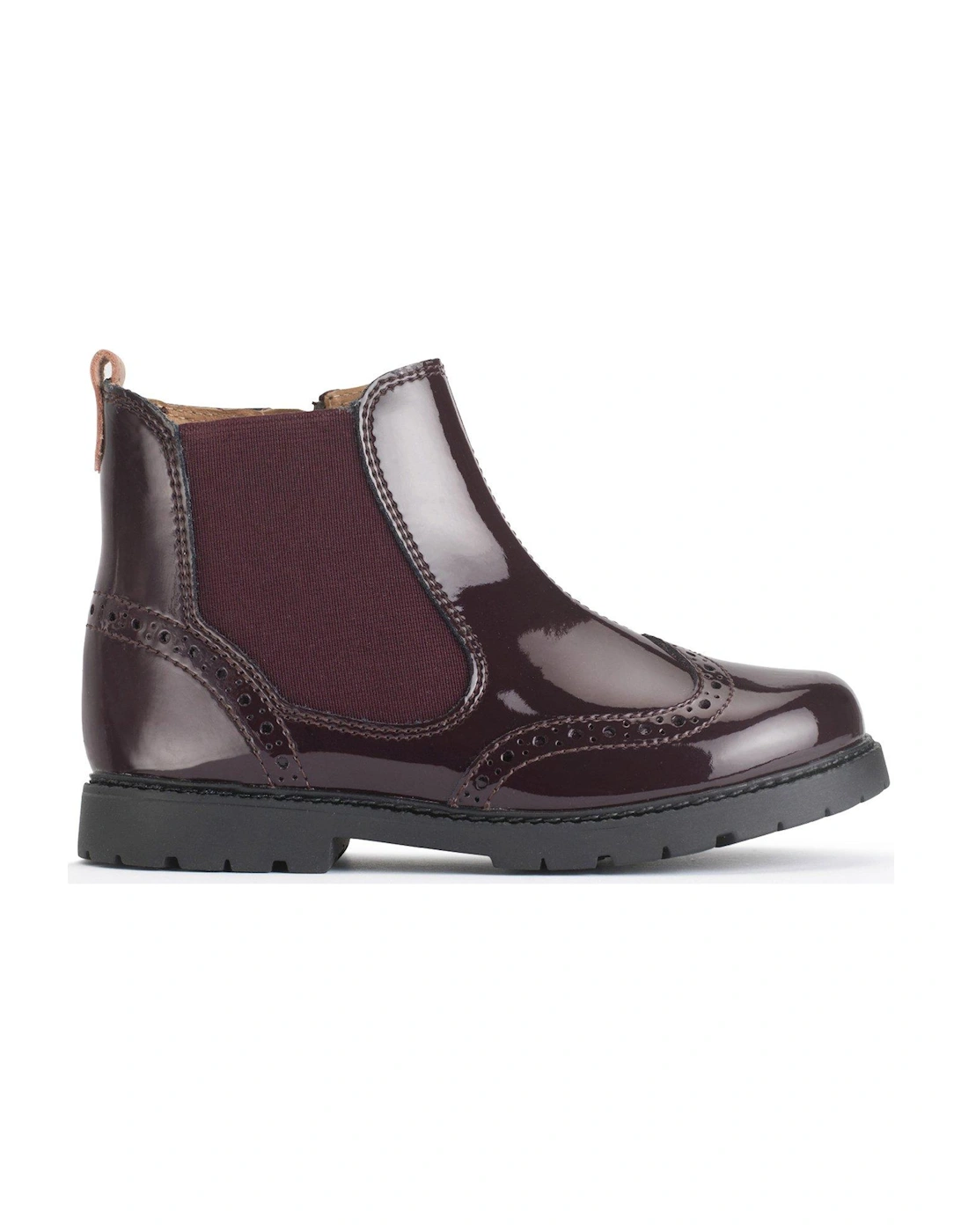 Chelsea Older Girls Burgundy Patent Zip Up Ankle Boots, 2 of 1