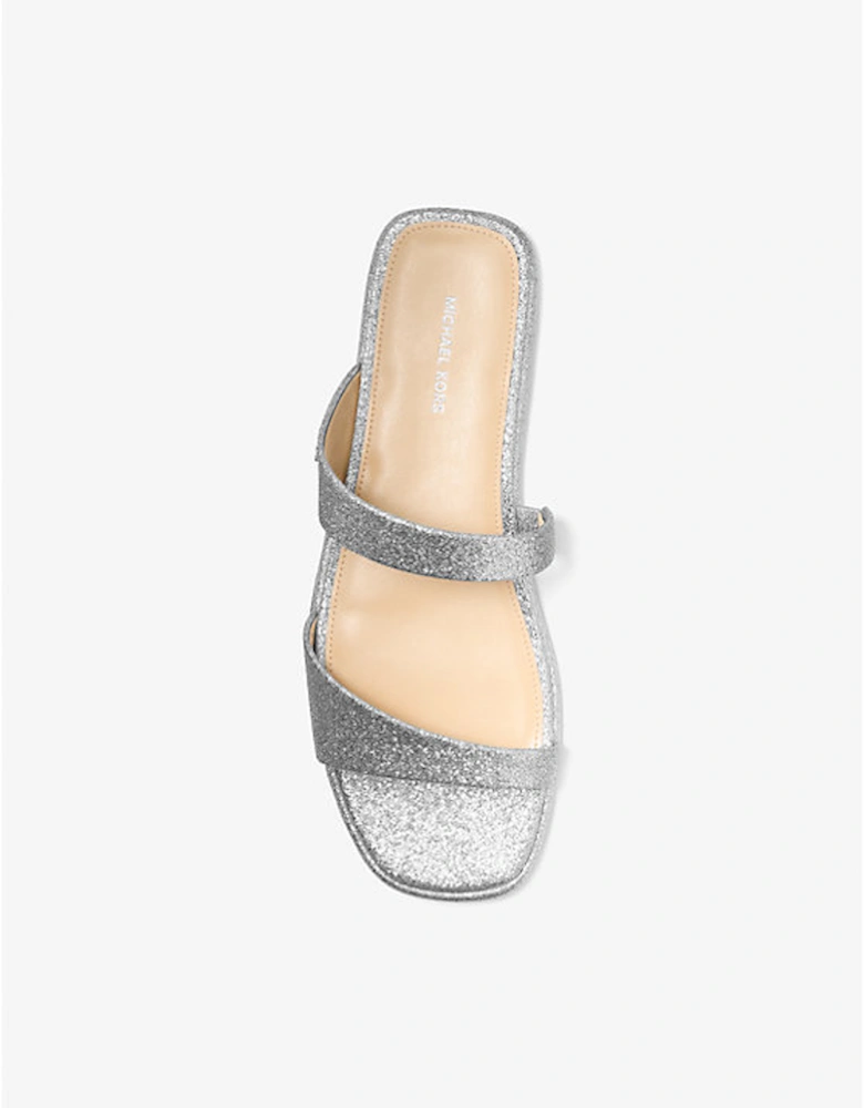 Jaida Glitter Embellished Leather Sandal