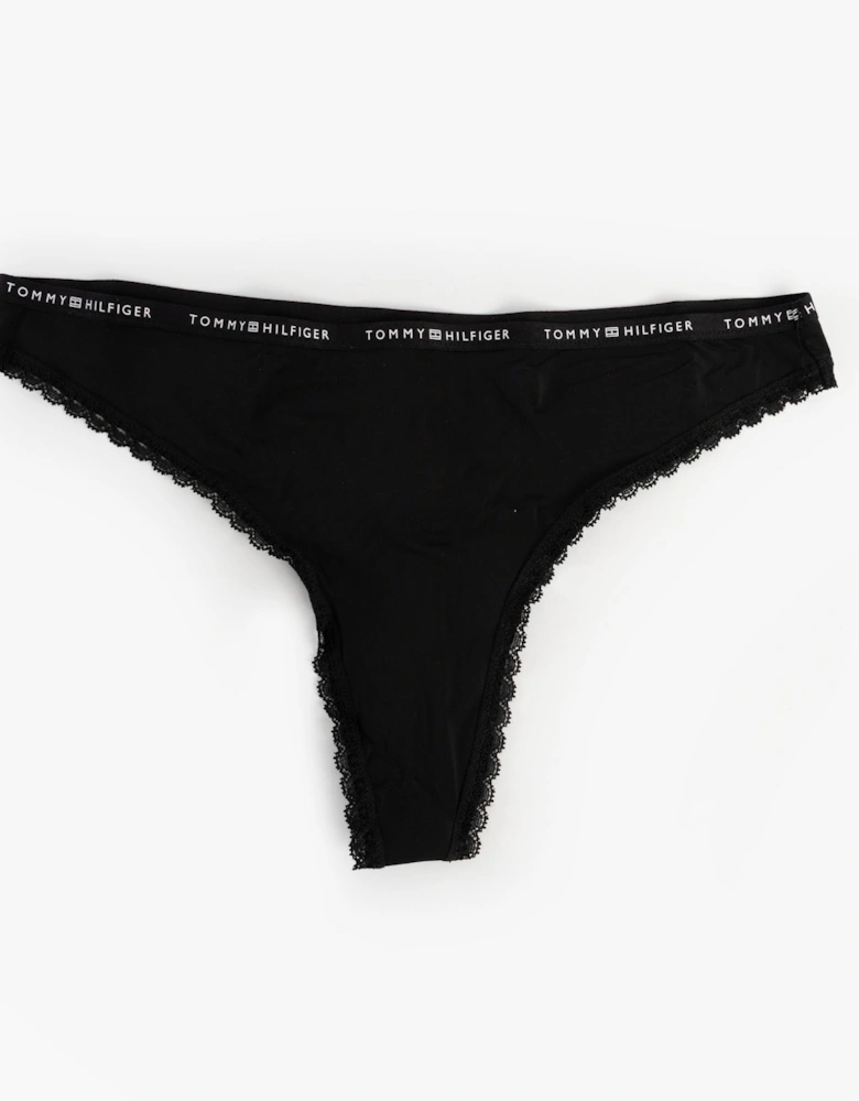 LACE 3 Pack Womens Thongs Black