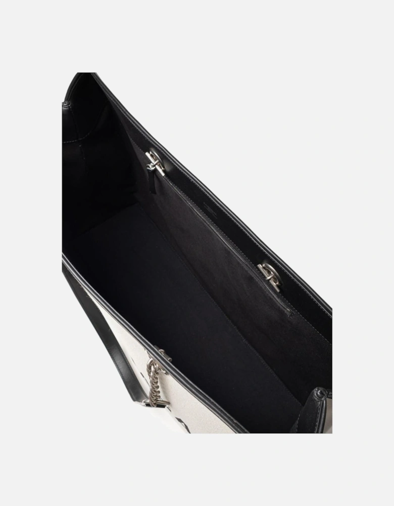 Leather Tote Bag with Gold-Tone Hardware Women - Gray Sweaters