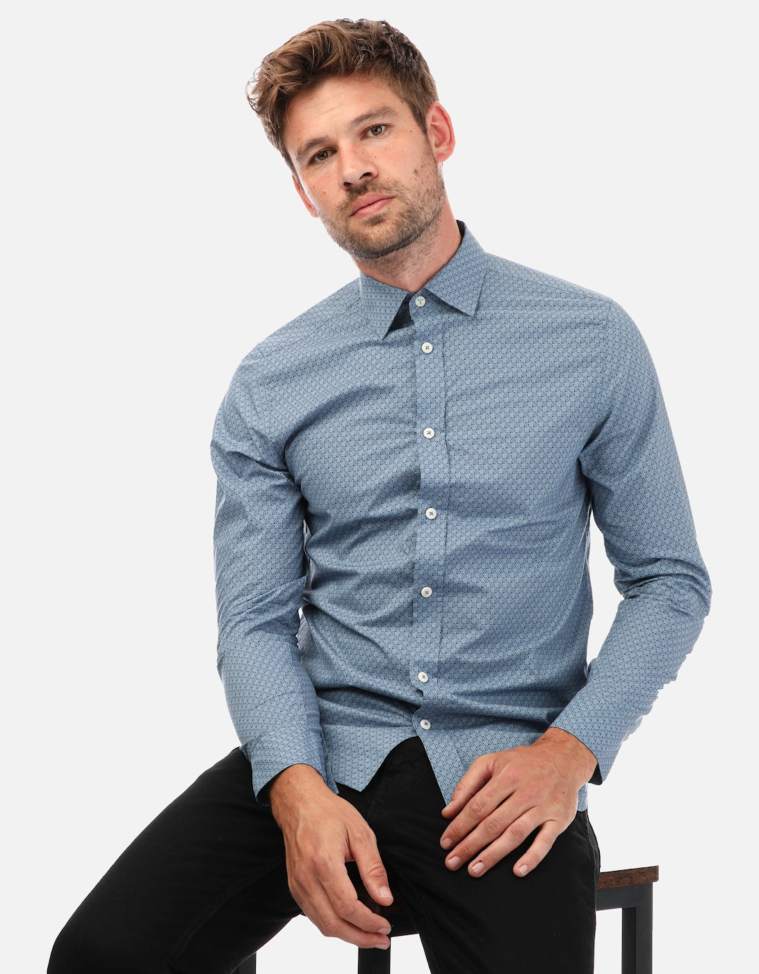 Mens Burstal Houndstooth Print Shirt