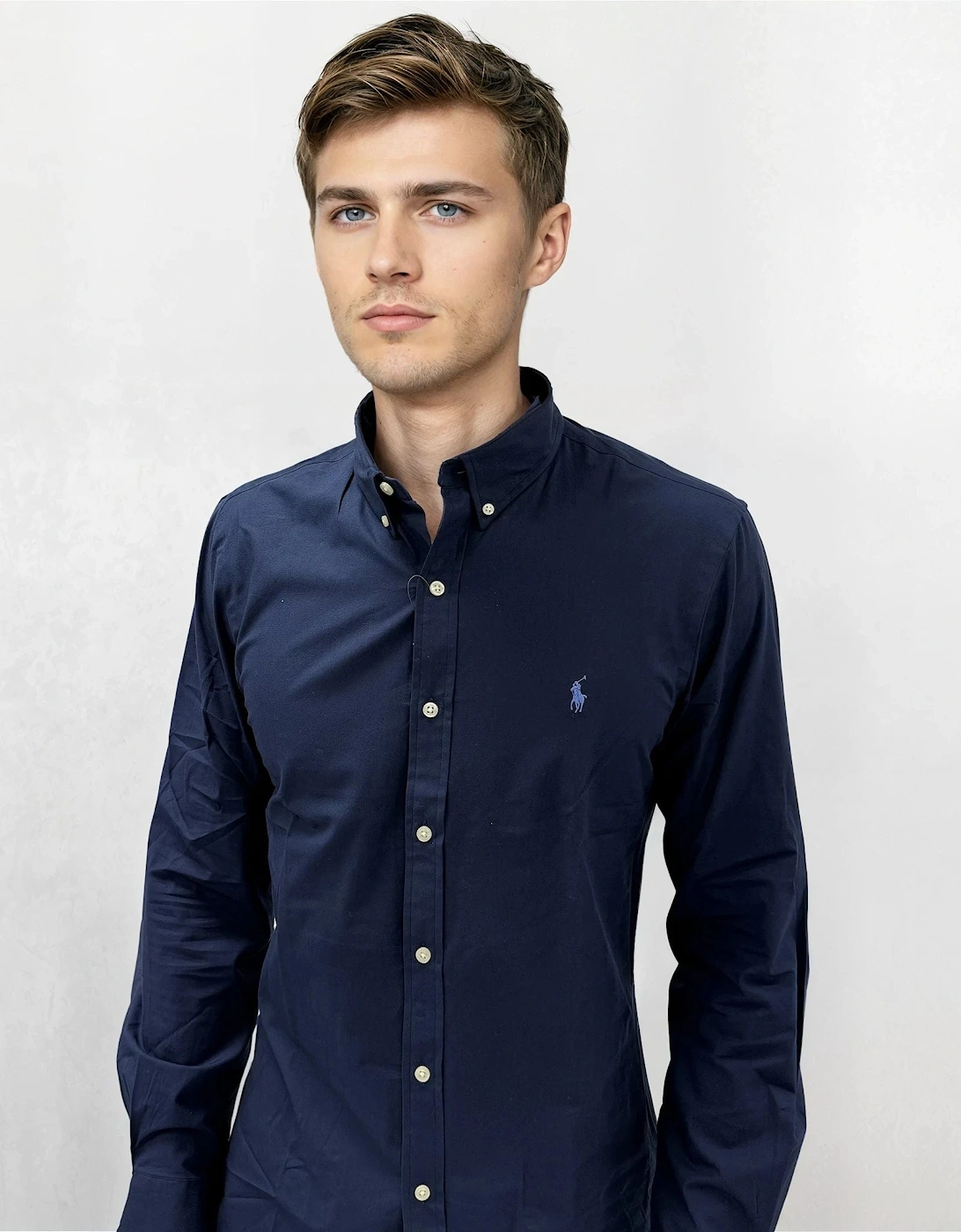 Slim Fit Stretch Oxford Shirt Navy