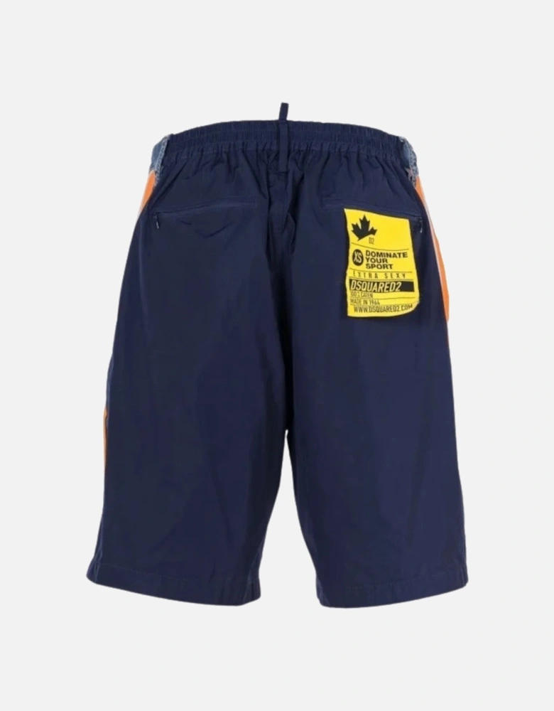 Boxer Style Shorts Taped Hem Blue Denim Shorts
