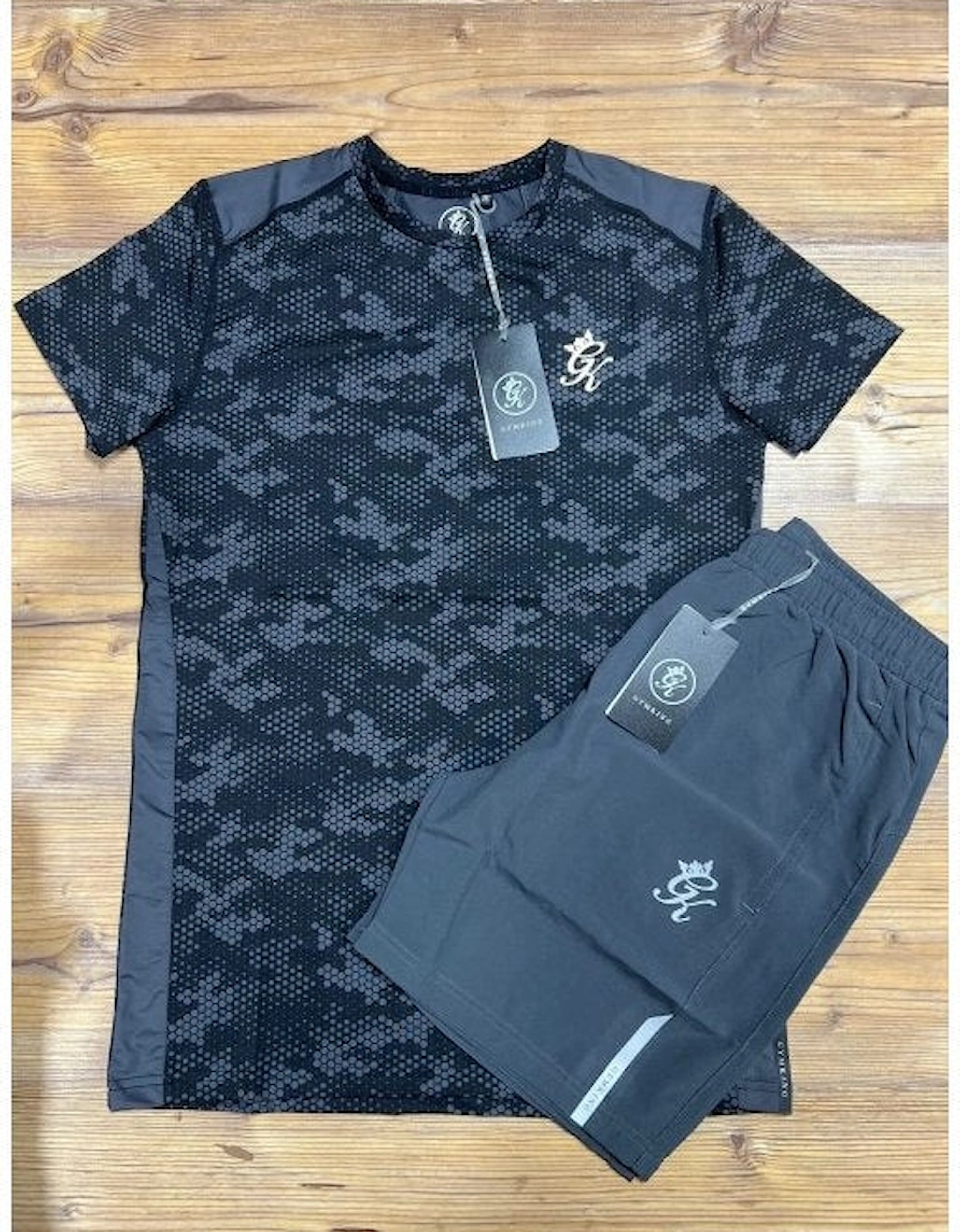 Contrast Panel T-Shirt & Short Set Charcoal, 3 of 2