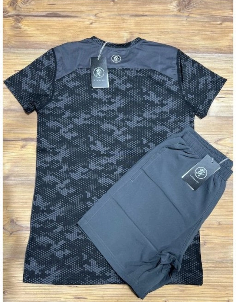 Contrast Panel T-Shirt & Short Set Charcoal