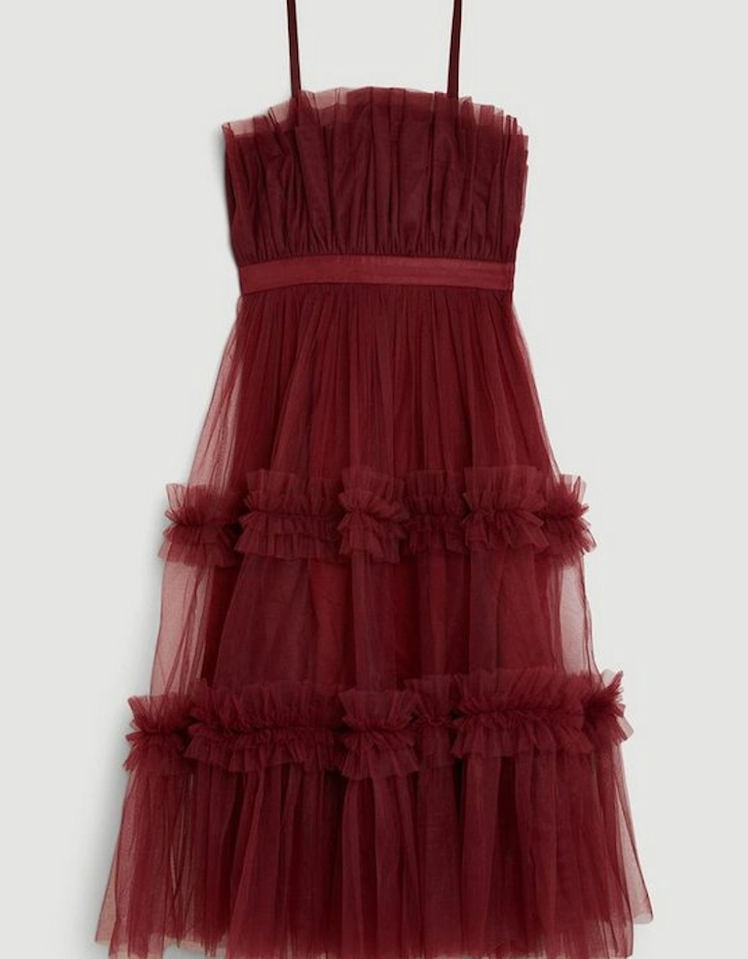 Tulle Bandeau Tiered Midi Dress