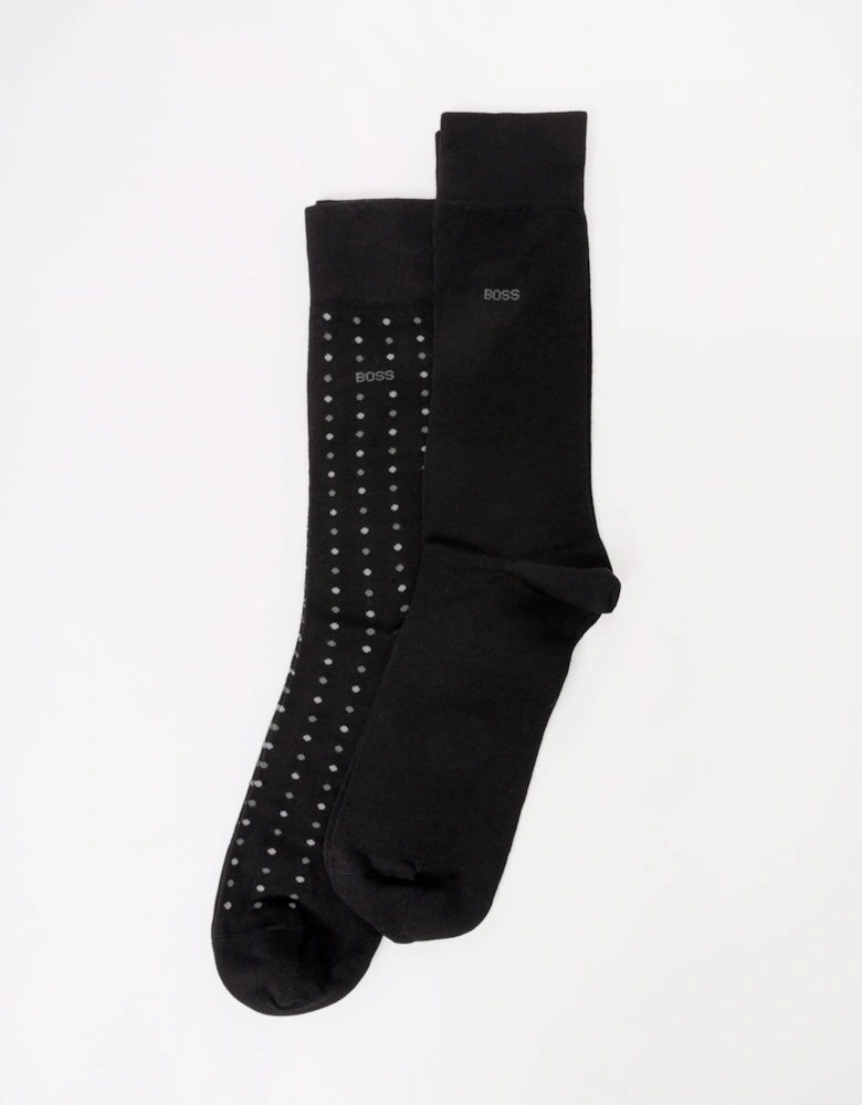 BOSS Orange 2 Pack Regular Length Minipattern Mens Cotton Socks