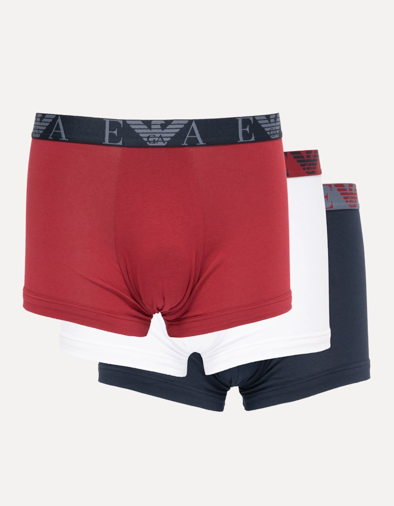 3 Pack Mens Boxer Briefs with Bold Monogram Logo - Armani Blue/Rhubarb/White MB313