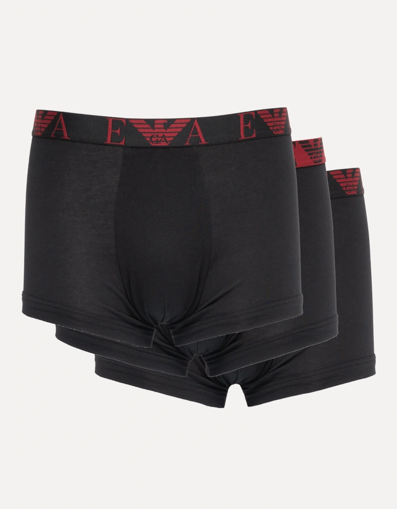 3 Pack Mens Boxer Briefs with Bold Monogram Logo - Black/Black/Black MC406