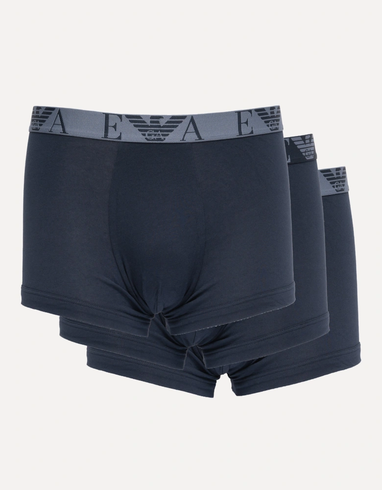 3 Pack Mens Boxer Briefs with Bold Monogram Logo - Blue/Blue/Blue MB254