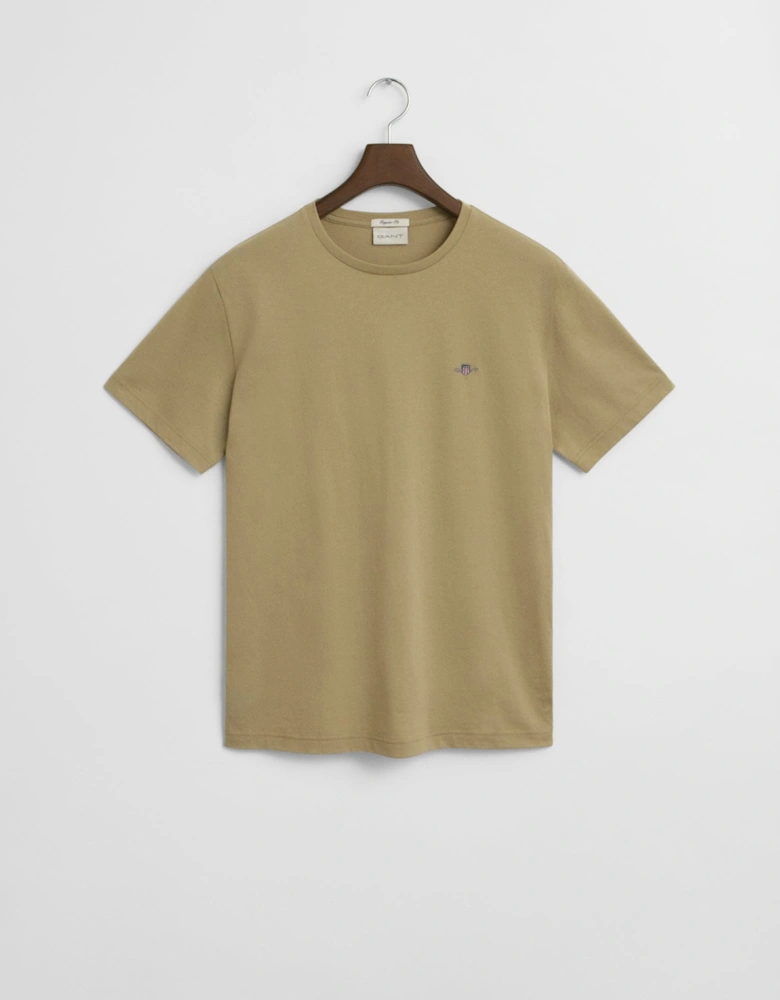 Mens Regular Fit Short Sleeve Shield Logo T-Shirt - 224 Woody Beige