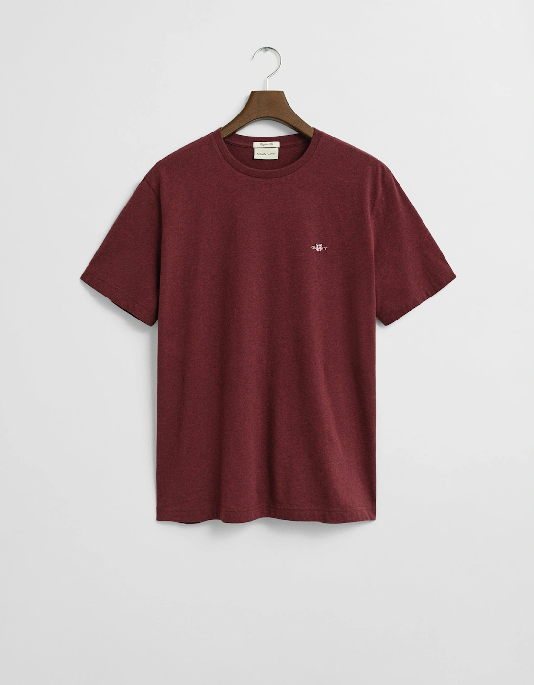 Mens Regular Fit Short Sleeve Shield Logo T-Shirt - 677 Bordeaux Melange, 2 of 1