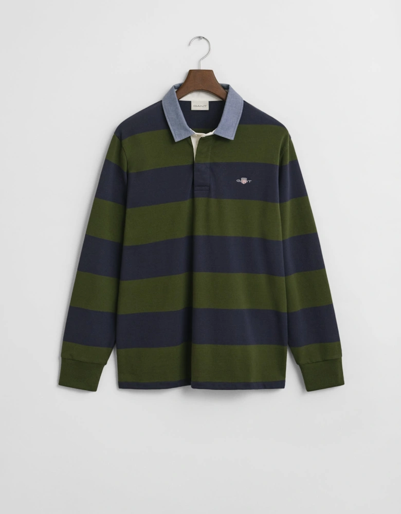 Mens Regular Fit Chambray Stripe Heavy Rugger - 360 Country Green