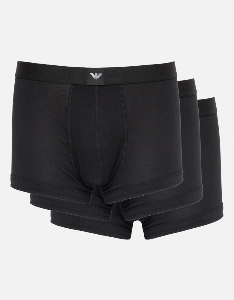 3 Pack Mens Trunks with Eagle Logo Label - Black/Black/Black MC061