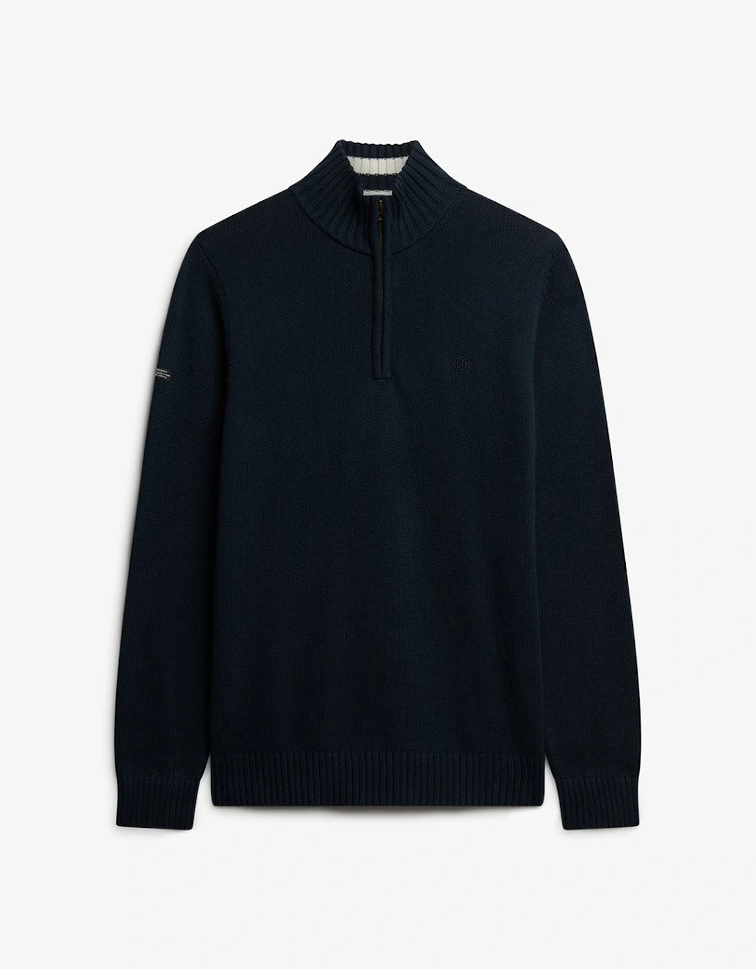 Men's Cotton Half Zip Knit Navy, 3 of 2