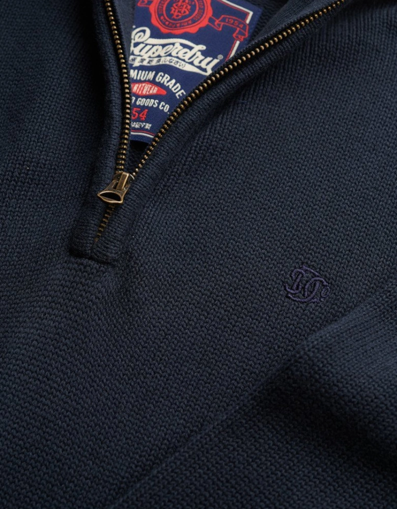 Men's Cotton Half Zip Knit Navy
