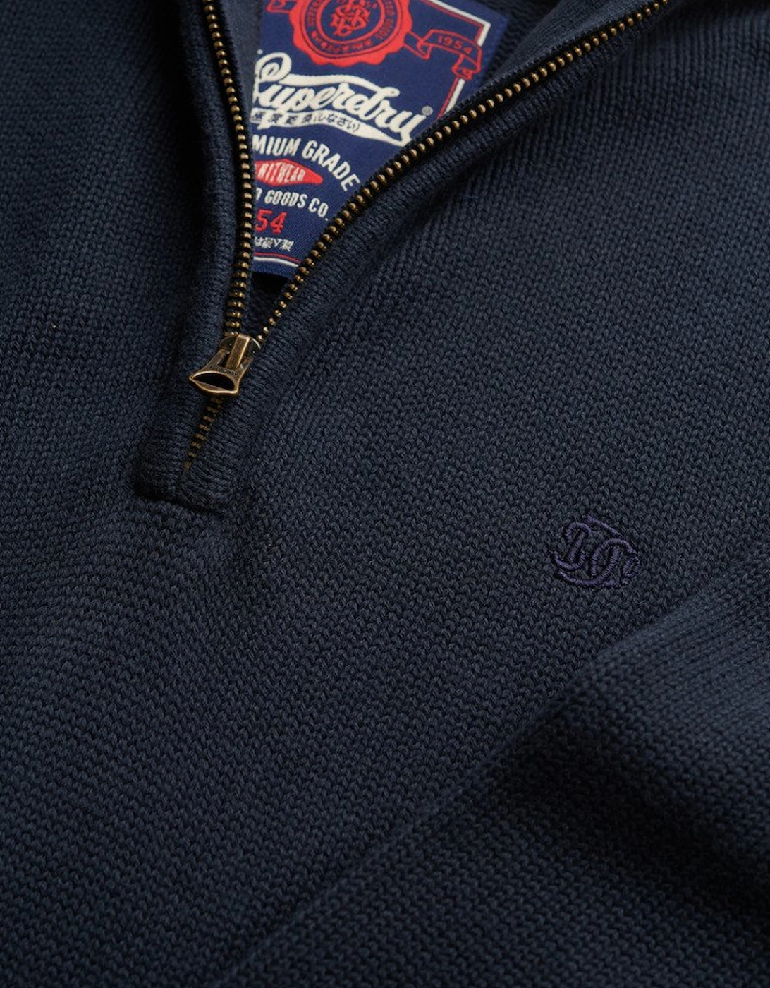 Men's Cotton Half Zip Knit Navy