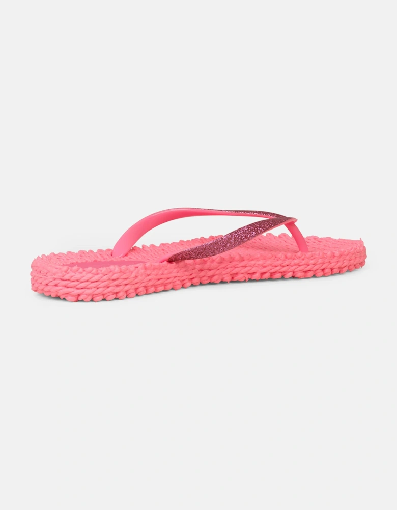 Neon pink flip flop