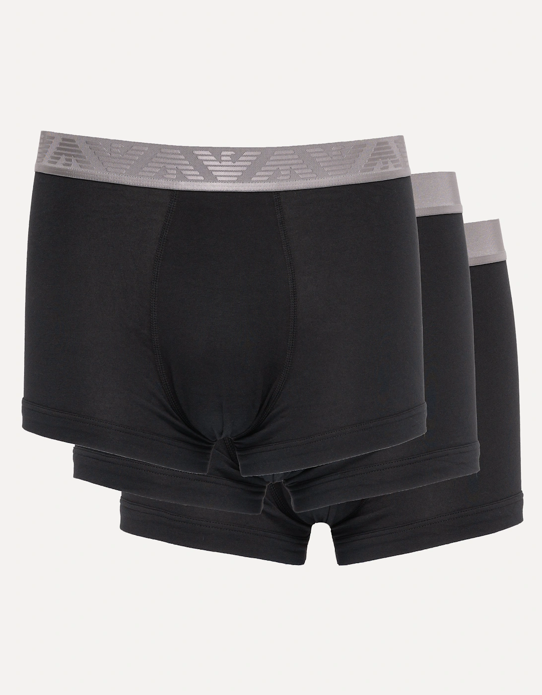 3 Pack Mens Trunks with Multi Eagle Logo Waistband - Black/Black/Black MC406, 2 of 1