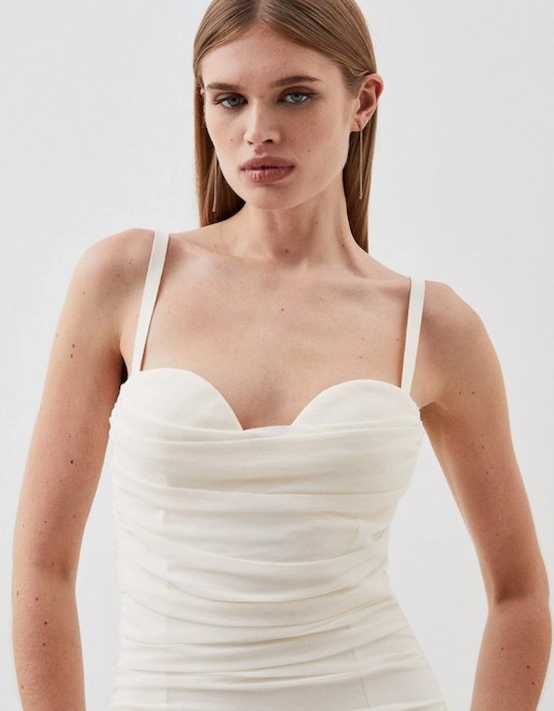Petite Figure Form Bandage Cup Detail Structured Knit Midi Dress