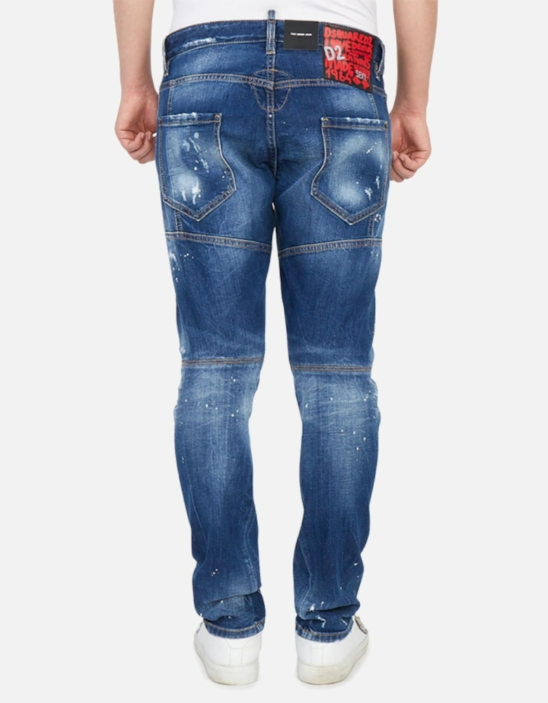 Tidy Biker Jean Ripped Style Blue Denim Pants