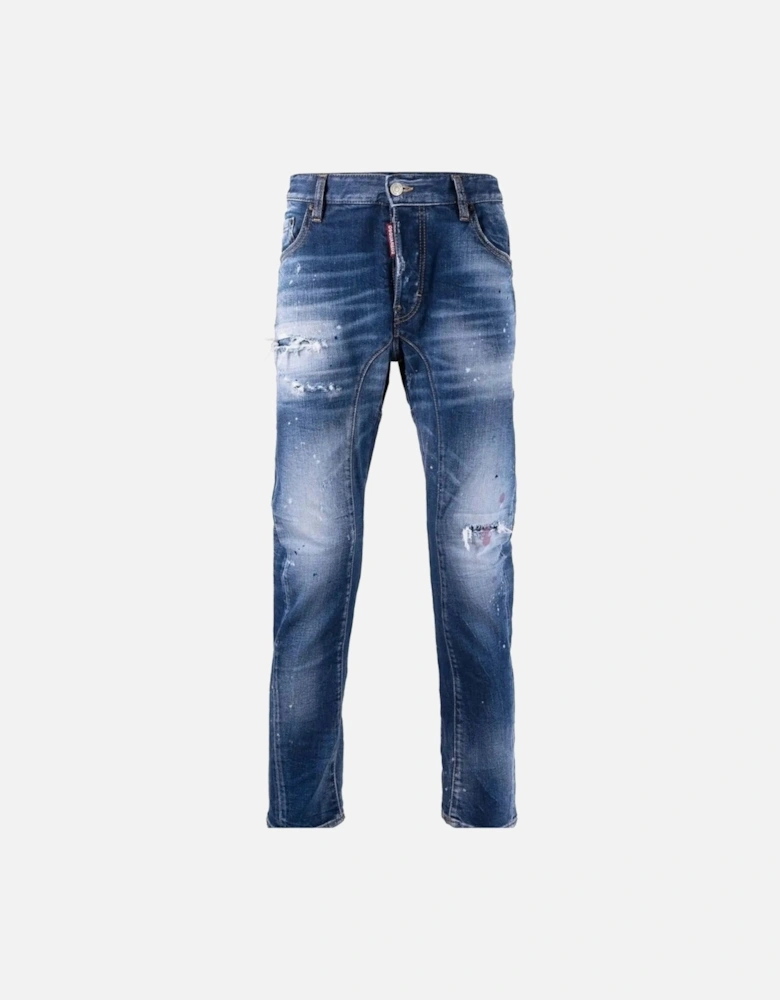 Tidy Biker Jean Ripped Style Blue Denim Pants