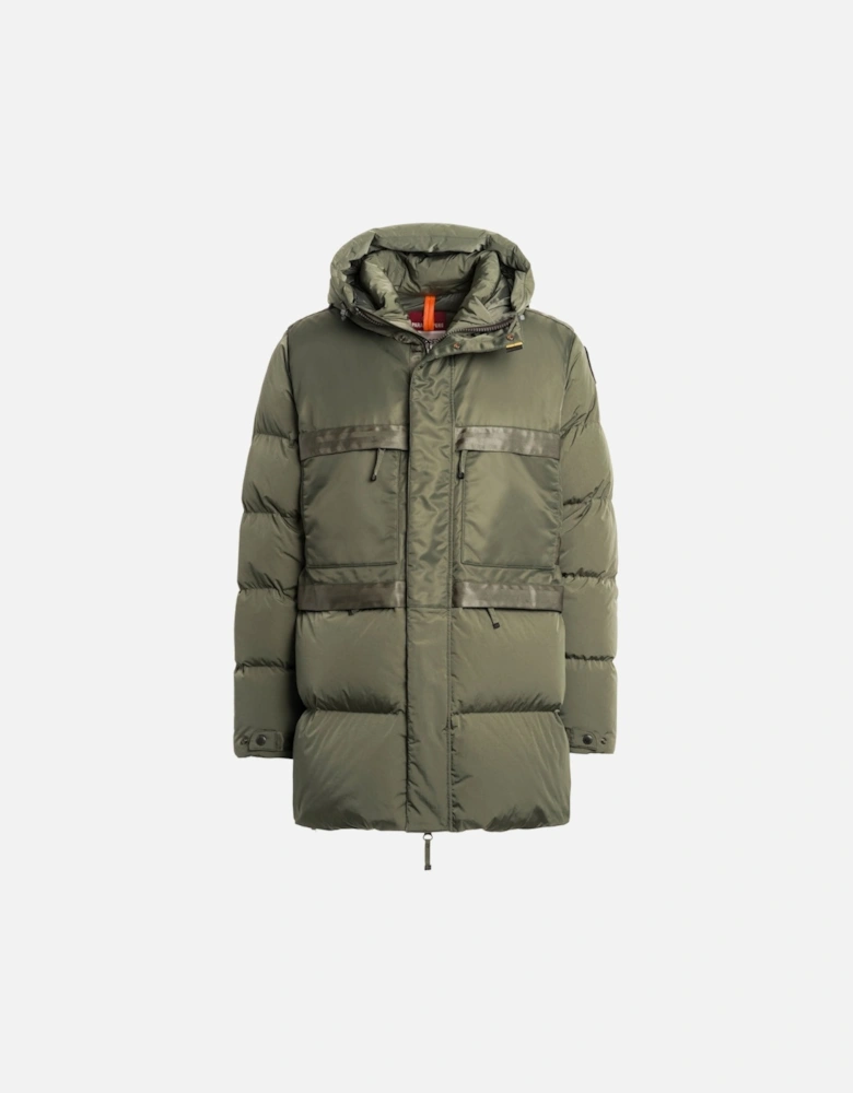 Venture Thyme Green Long Hooded Down Jacket