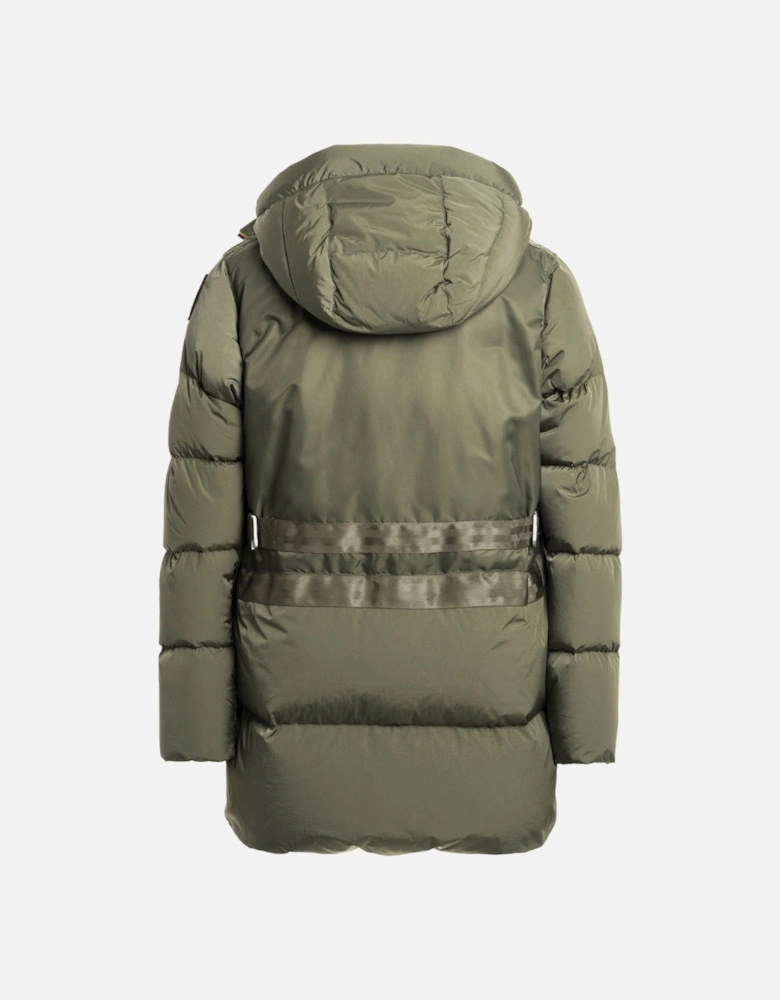 Venture Thyme Green Long Hooded Down Jacket