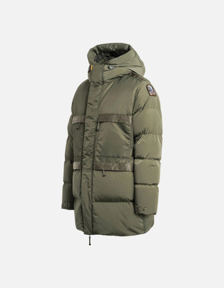Venture Thyme Green Long Hooded Down Jacket