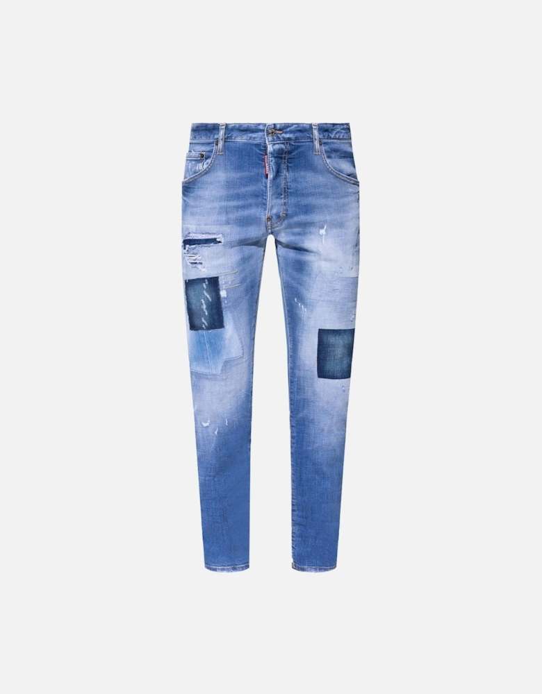 Skater Jean Blue Patch Denim Pants