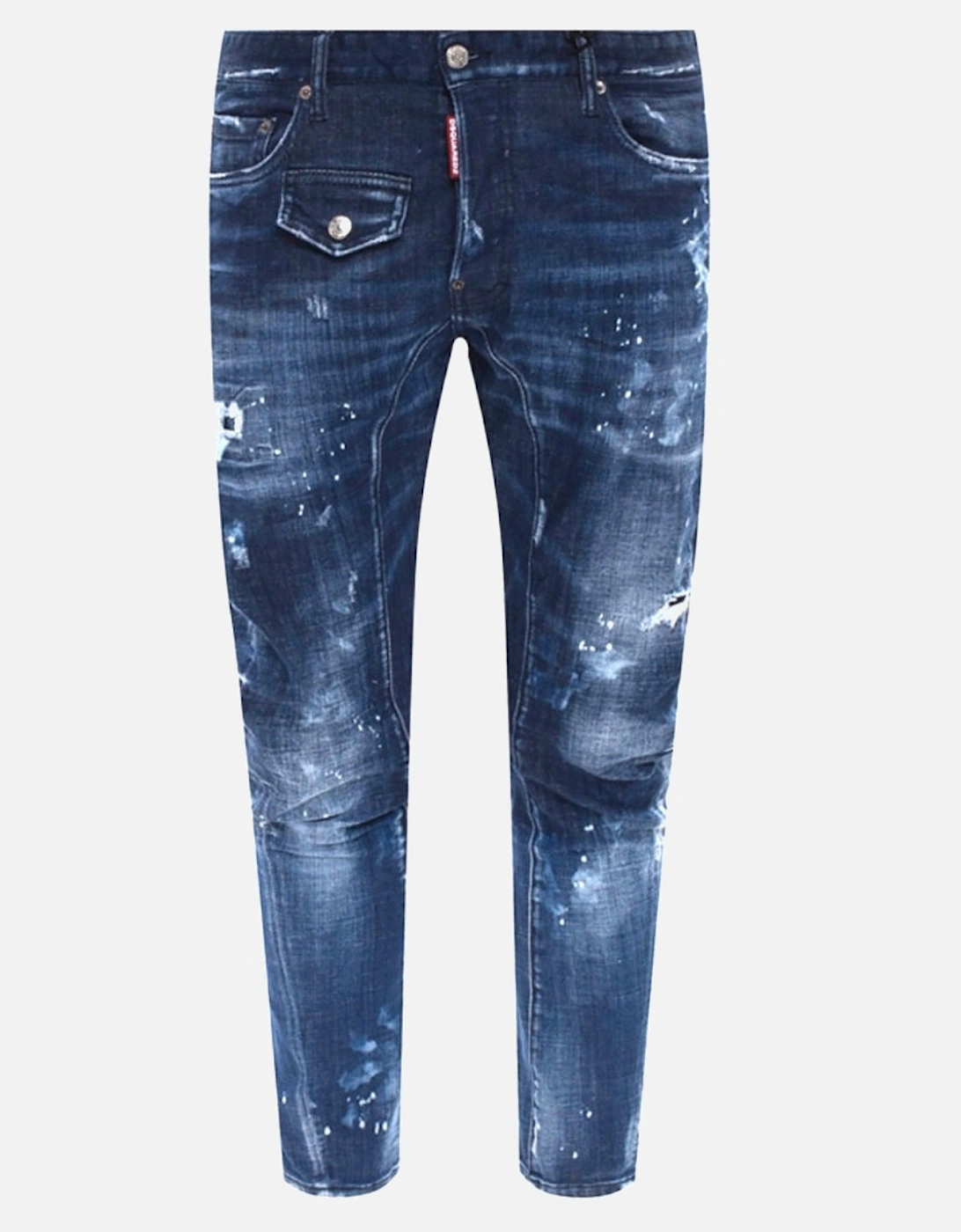 Tidy Biker Jean Paint Splatter Dark Blue Denim Pants, 3 of 2
