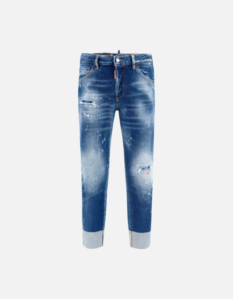 Sailor Jean Paint Splatter Dark Blue Denim Pants