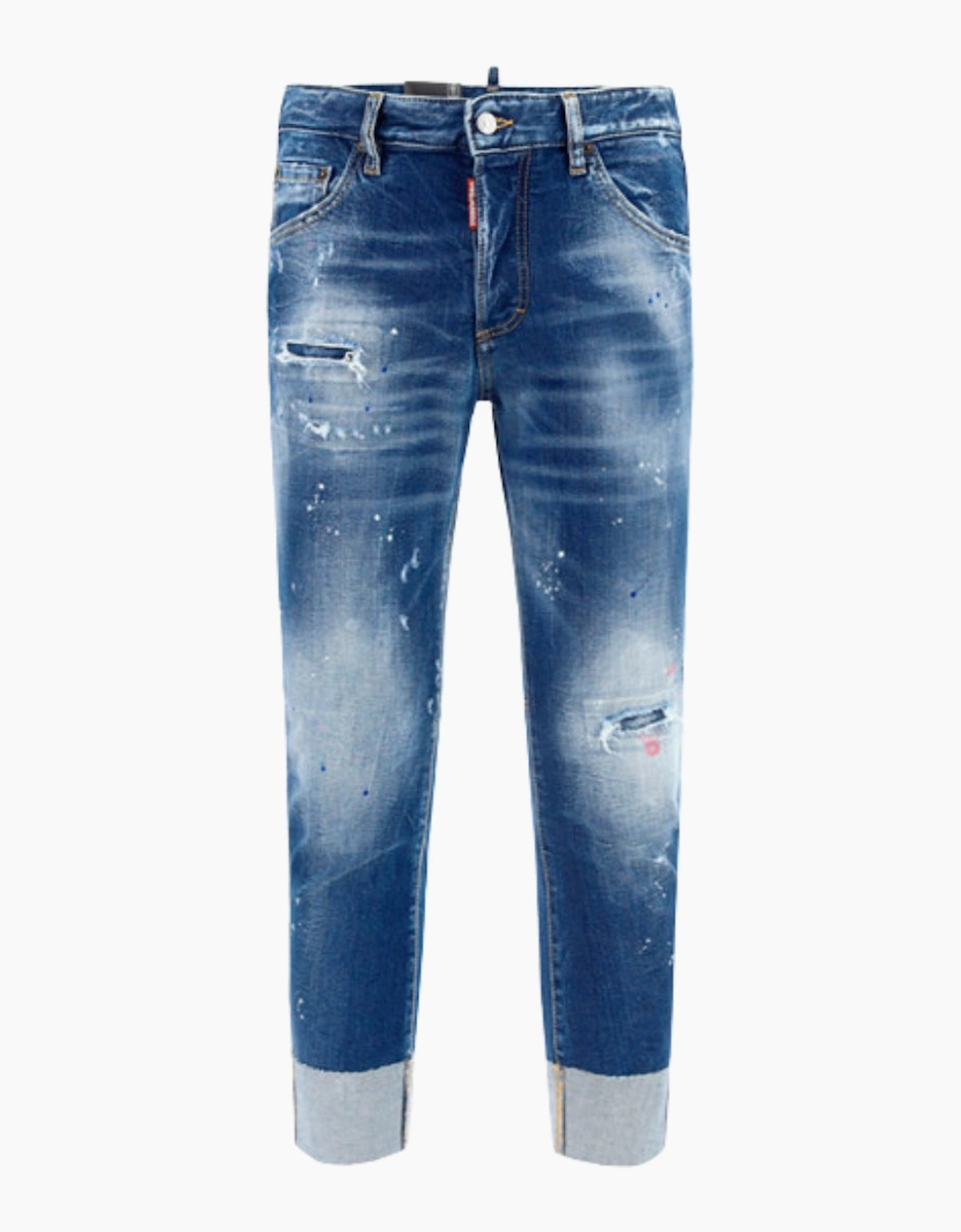 Men's Dsquared2 Sailor Jean Paint Splatter Dark Blue Denim Pants - Size: 32/32