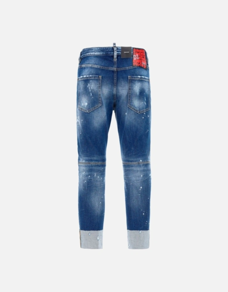 Sailor Jean Paint Splatter Dark Blue Denim Pants
