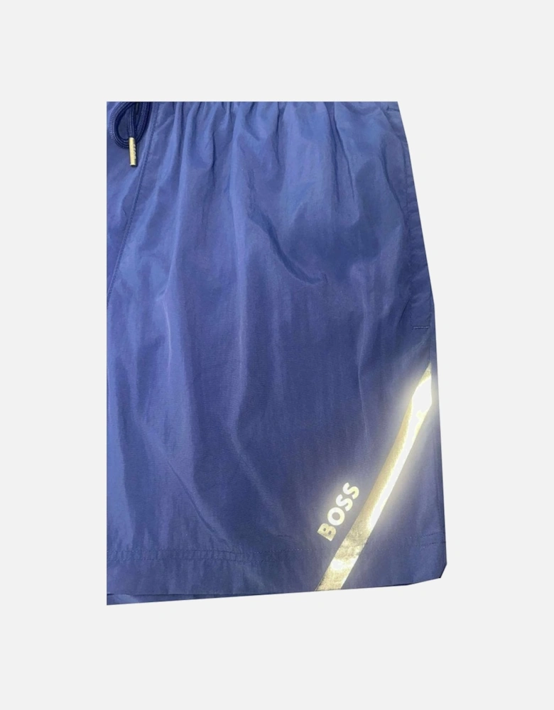 Men's Navy Roman Swim Shorts With Gold Logo