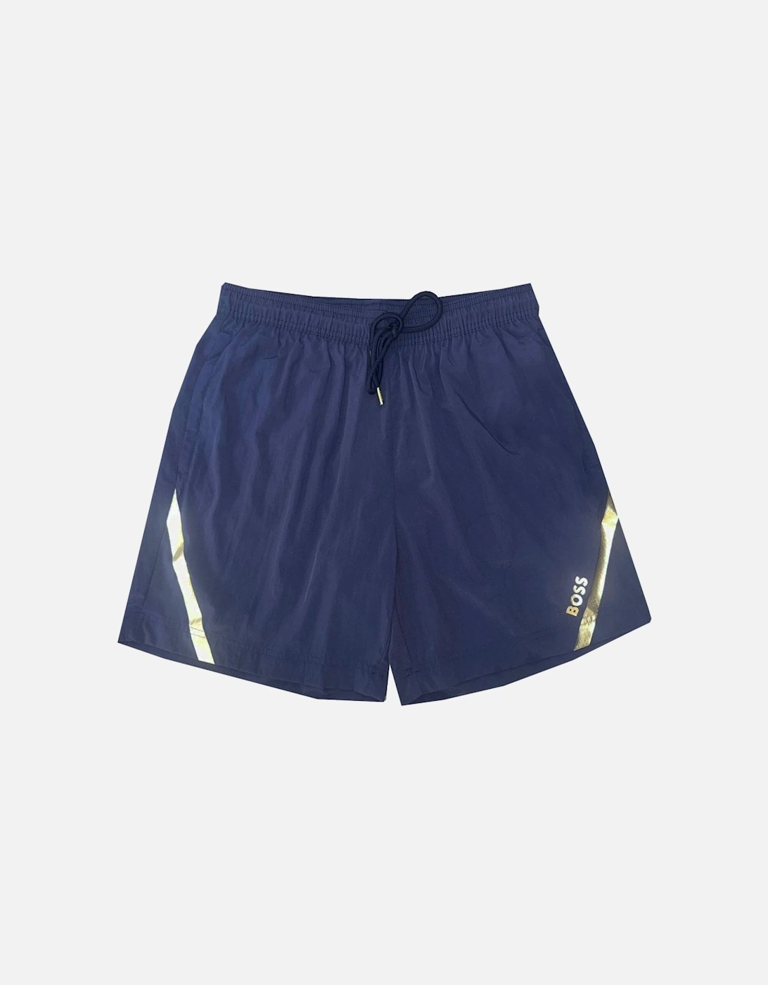 Men's Navy Roman Swim Shorts With Gold Logo, 4 of 3