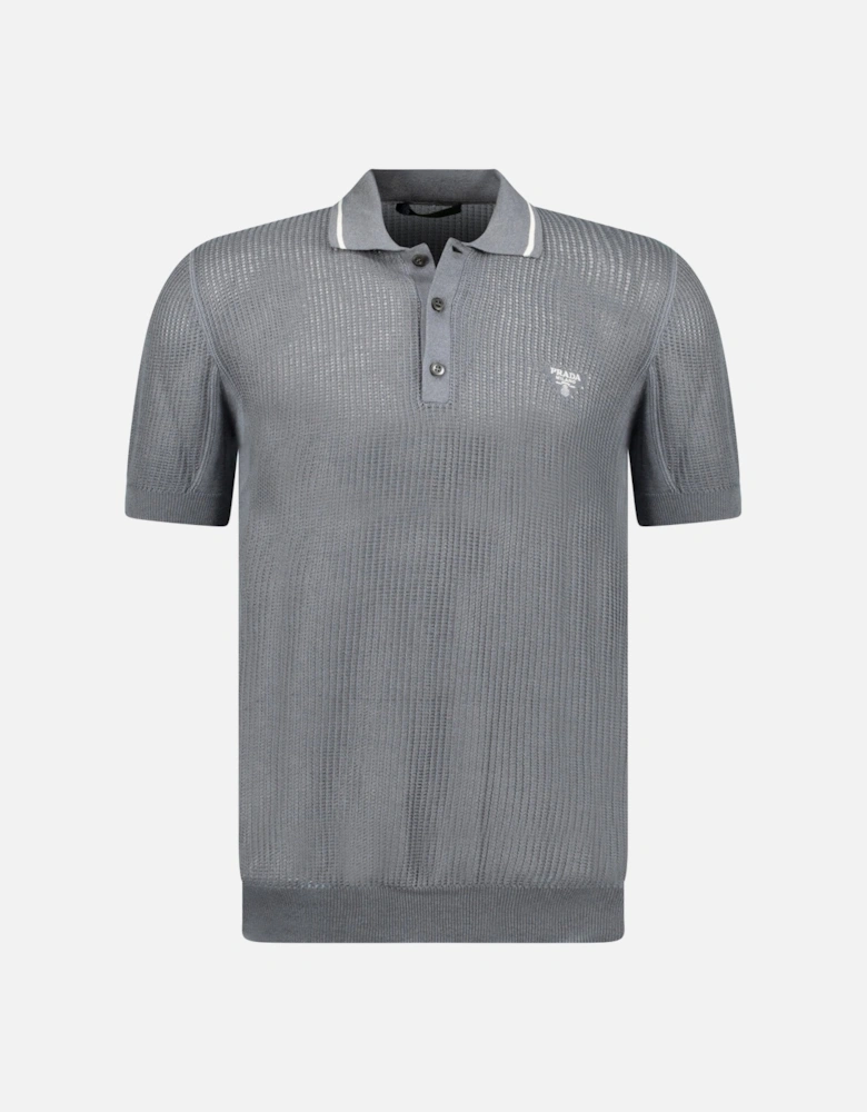 Knit Short Sleeve Polo Shirt in Grey