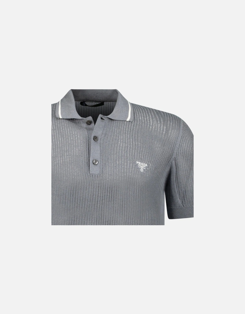 Knit Short Sleeve Polo Shirt in Grey