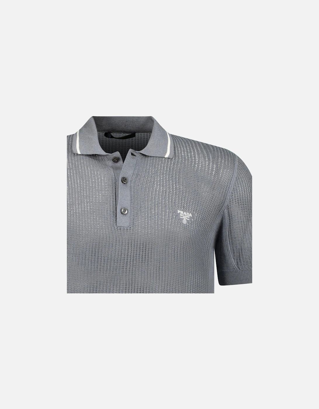 Knit Short Sleeve Polo Shirt in Grey