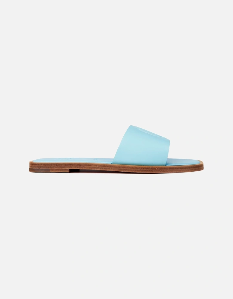 CL Embossed Leather Mules in Mineral Blue