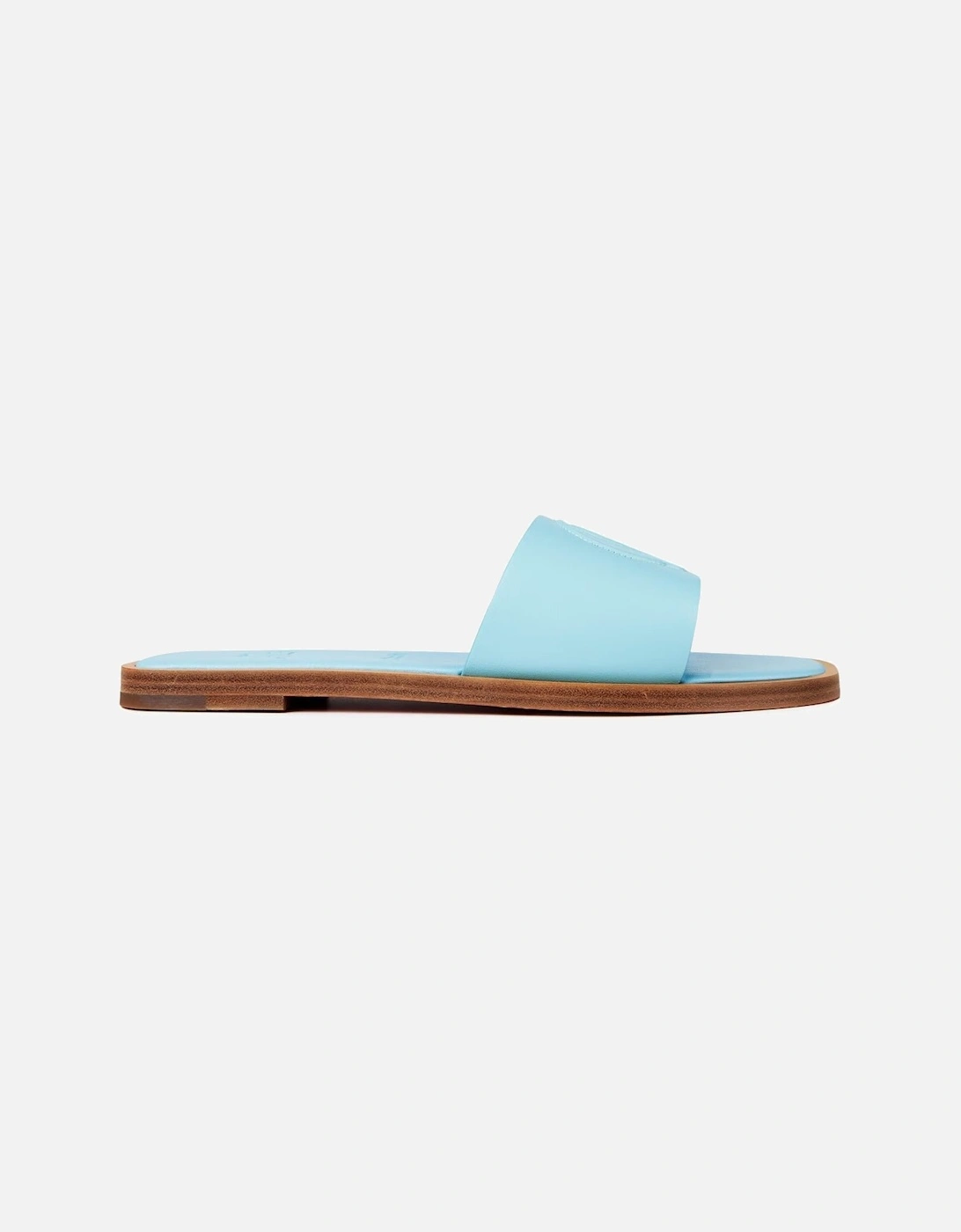 CL Embossed Leather Mules in Mineral Blue